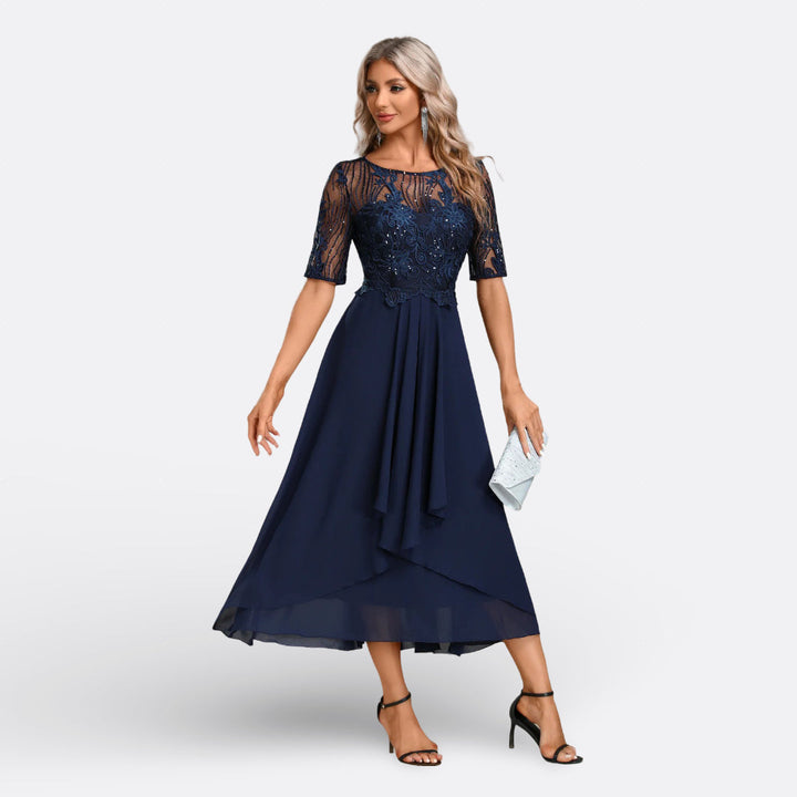 Mariana - Vestido de Encaje con Manga Corta Mujer
