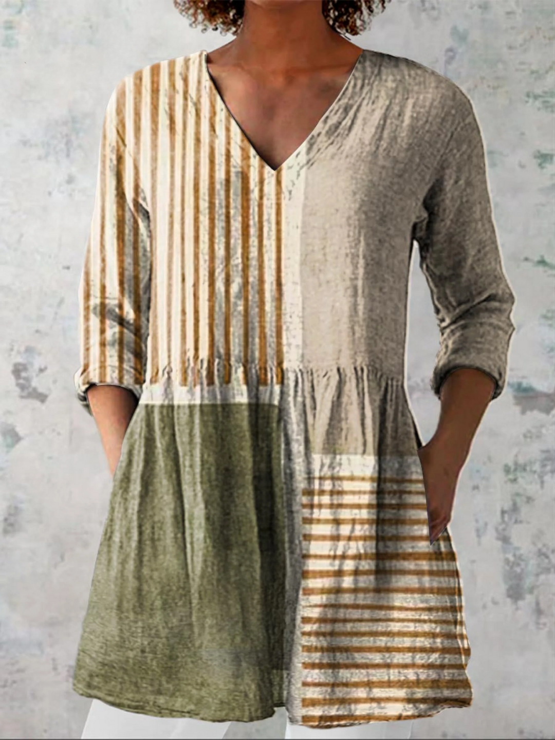 ADA | Camisa vintage cuello V manga larga