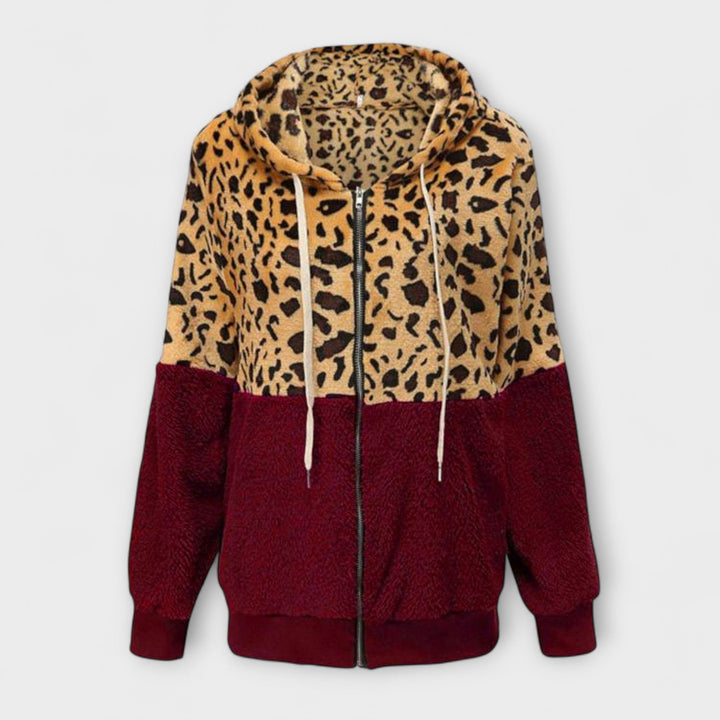 Lea - Sudadera con capucha de polar con diseño de leopardo