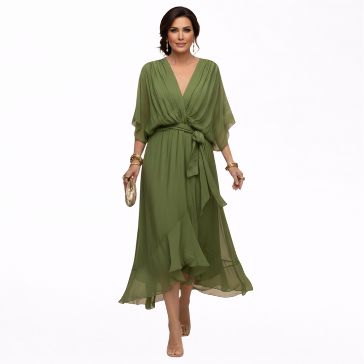 Monica | Vestido de gasa con escote en V