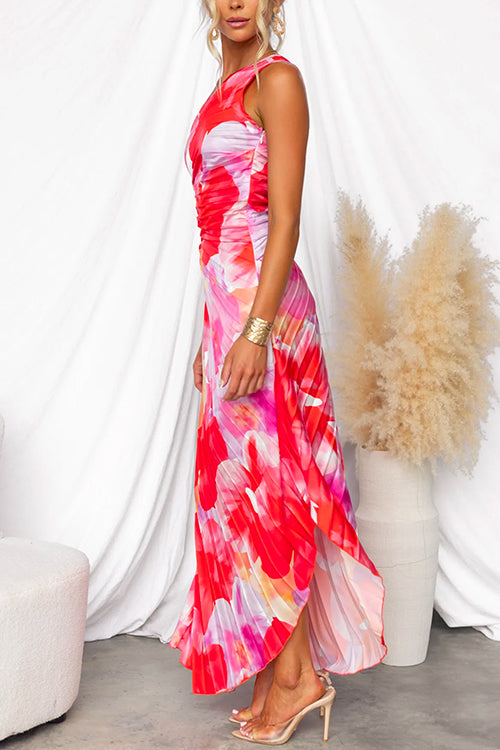 Yanira | Vestido Plisado con Un Solo Hombro