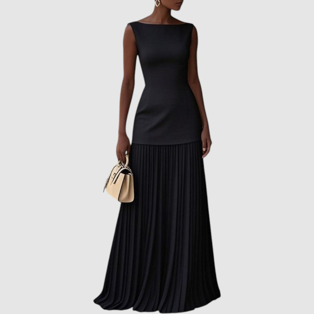 Eliška - Vestido maxi sin mangas con diseño plisado Mujer