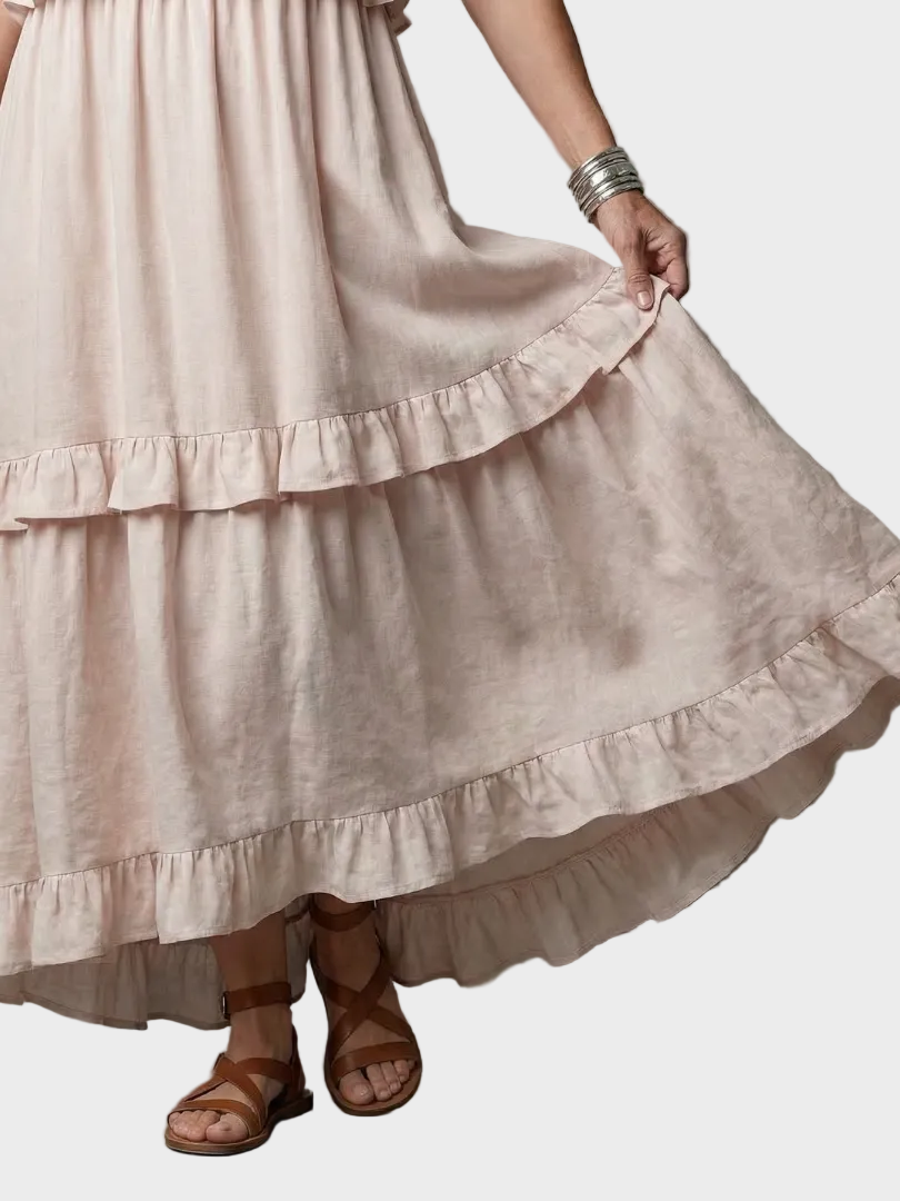 Katia - Vestido Maxi con Halter y Volantes Mujer