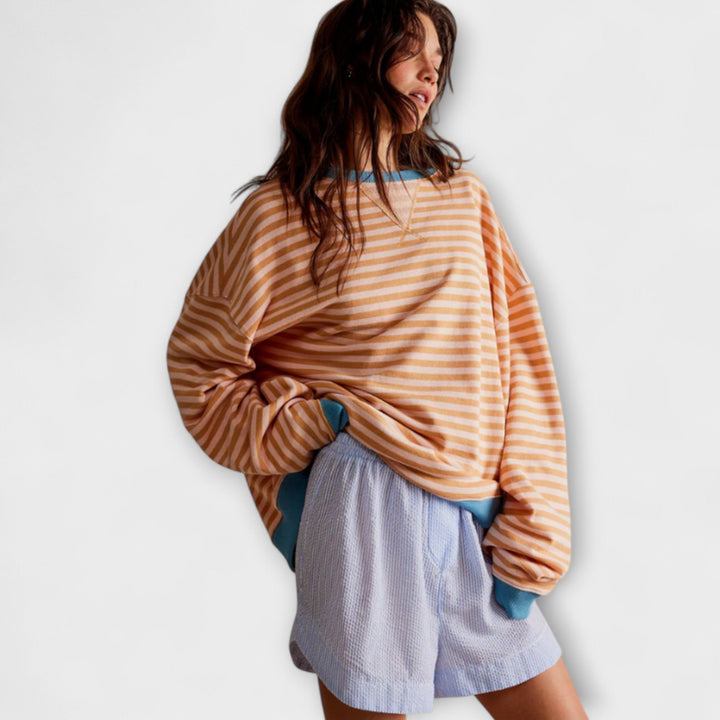 Marlene - Suéter oversize a rayas azul y blanco