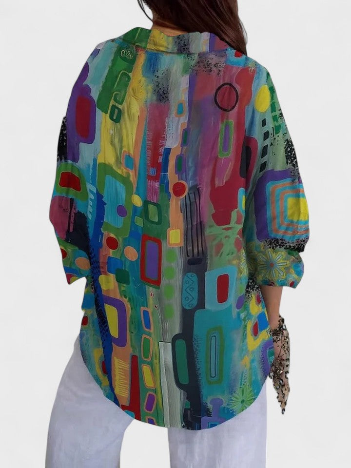 Léa | Blusa Elegante con Patrón Geométrico
