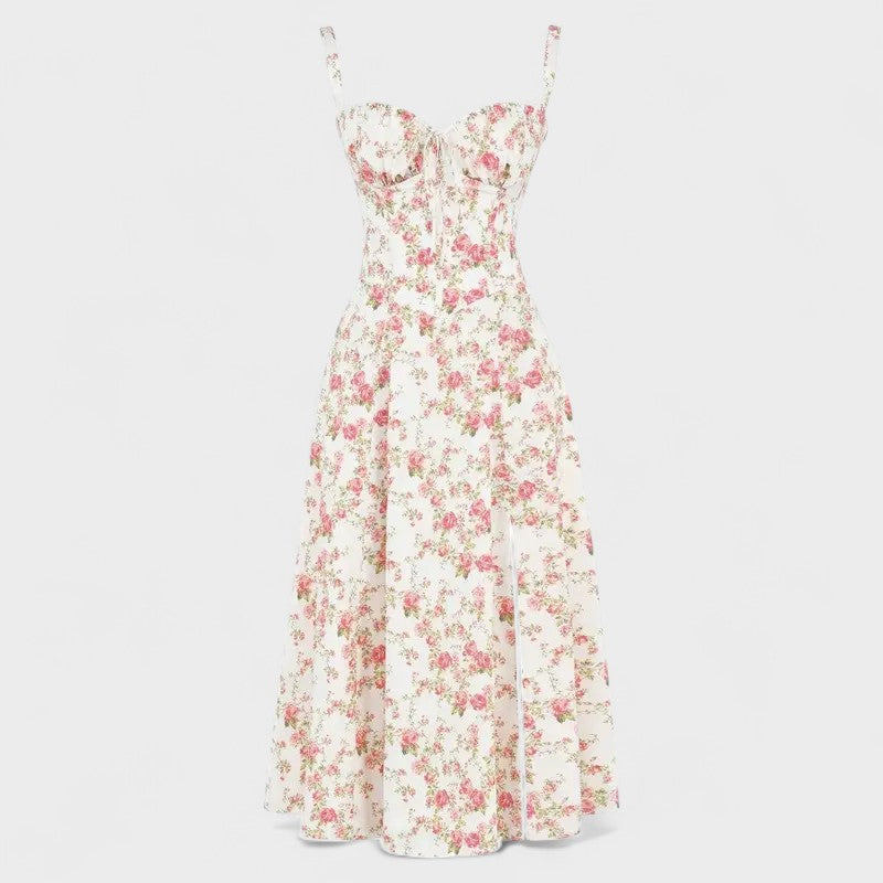 Carolina - Vestido floral con corsé ajustado