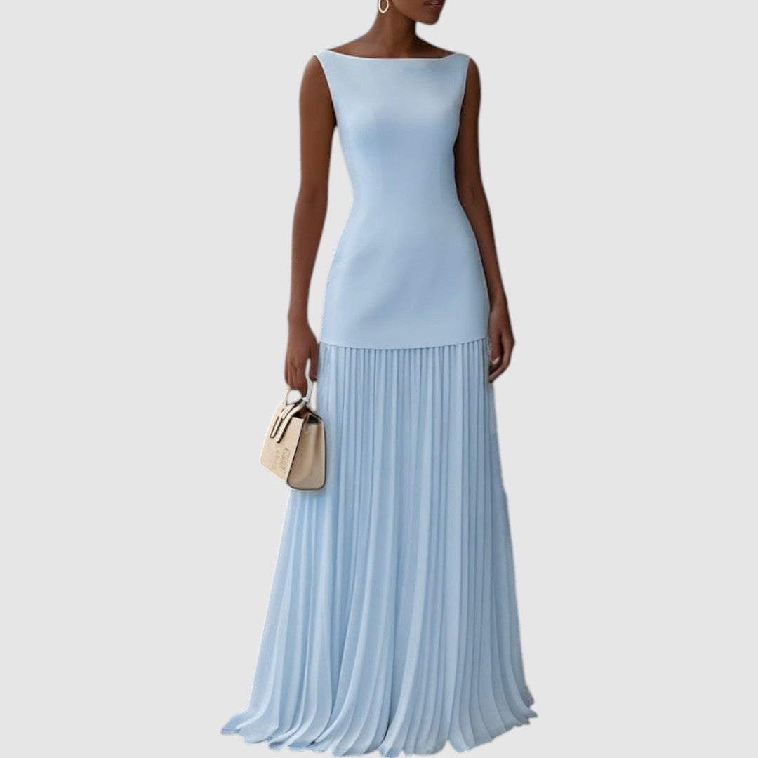 Eliška - Vestido maxi sin mangas con diseño plisado Mujer