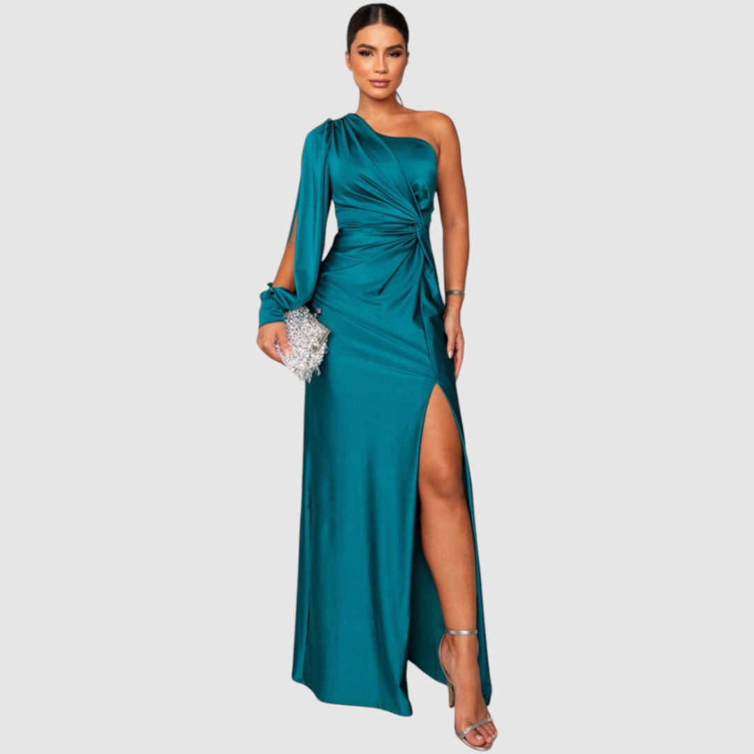 Meda - Elegante vestido maxi de un solo hombro Mujer