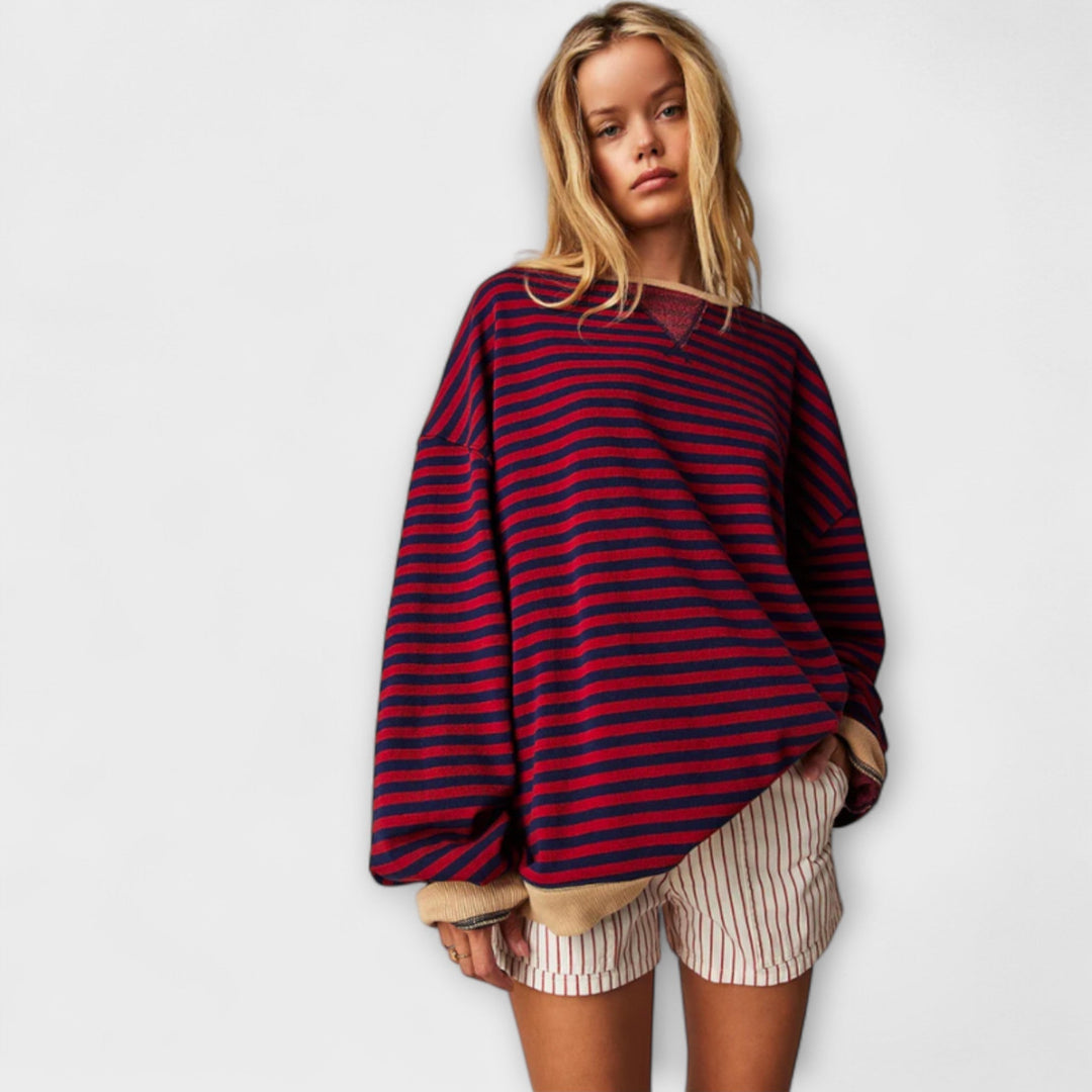Marlene - Suéter oversize a rayas azul y blanco