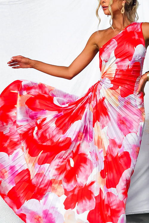 Yanira | Vestido Plisado con Un Solo Hombro