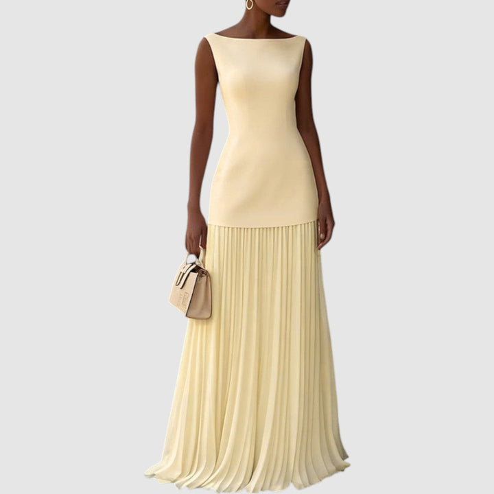 Eliška - Vestido maxi sin mangas con diseño plisado Mujer