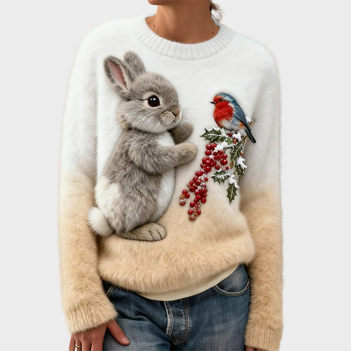 Lucy – Jersey de pelo suave con conejo navideño – imagen 4