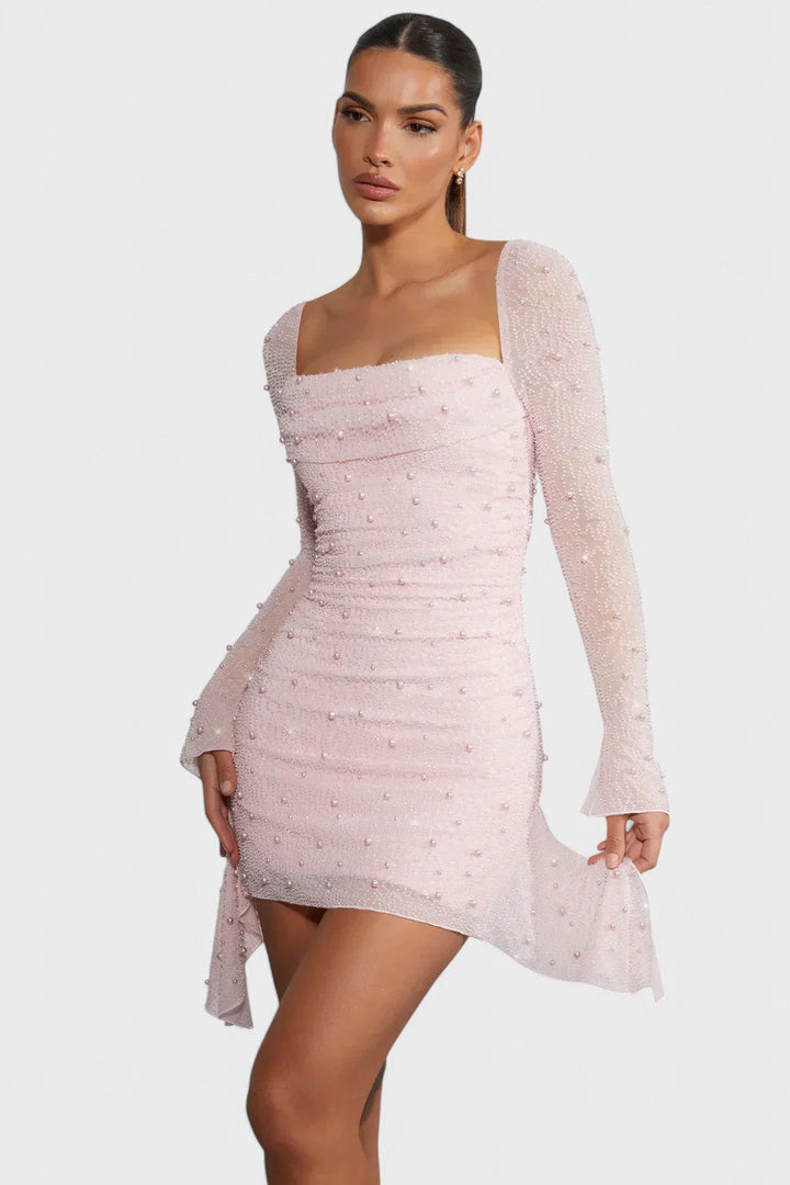 Sónia - Vestido mini con brillo y escote