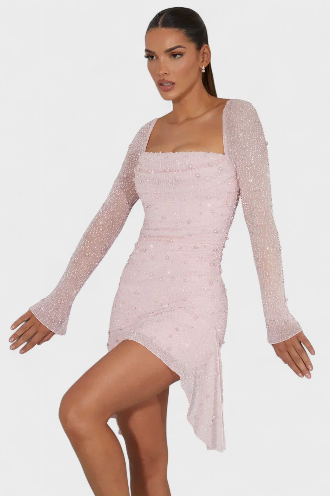 Sónia - Vestido mini con brillo y escote
