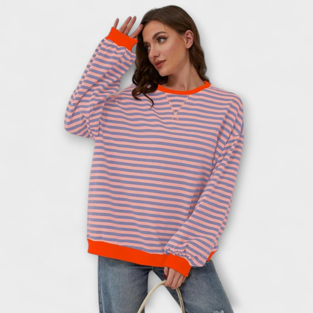 Marlene - Suéter oversize a rayas azul y blanco