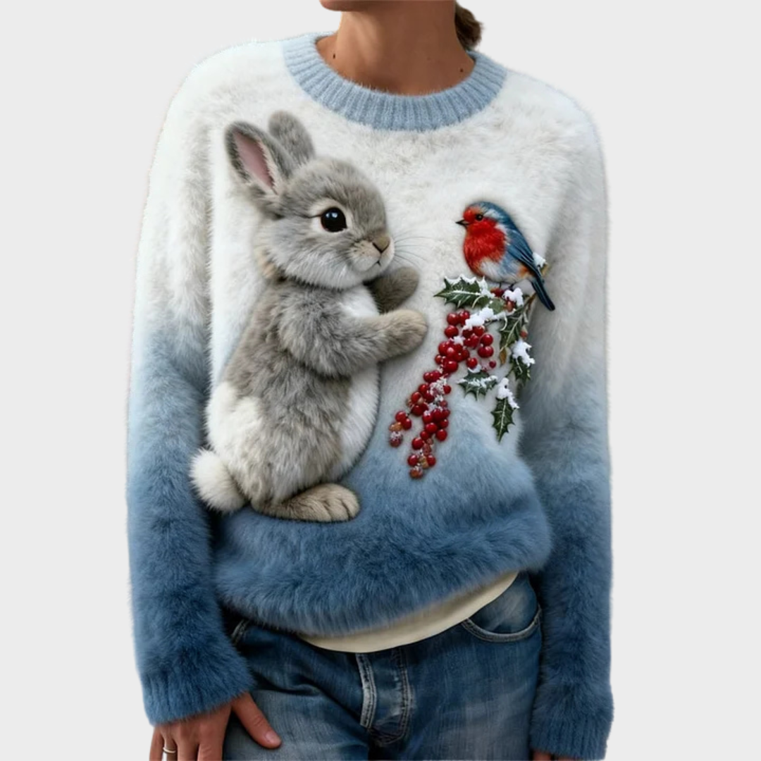 Lucy – Jersey de pelo suave con conejo navideño – imagen 3