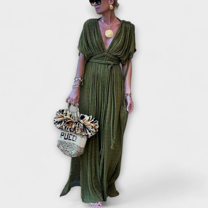 Bruna - Vestido maxi kimono de estilo griego