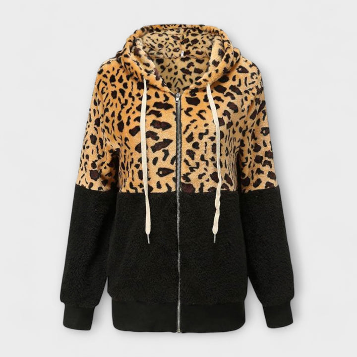 Lea - Sudadera con capucha de polar con diseño de leopardo