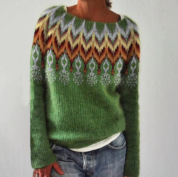Veronika - Suéter acogedor color petróleo con motivo de árbol de Navidad