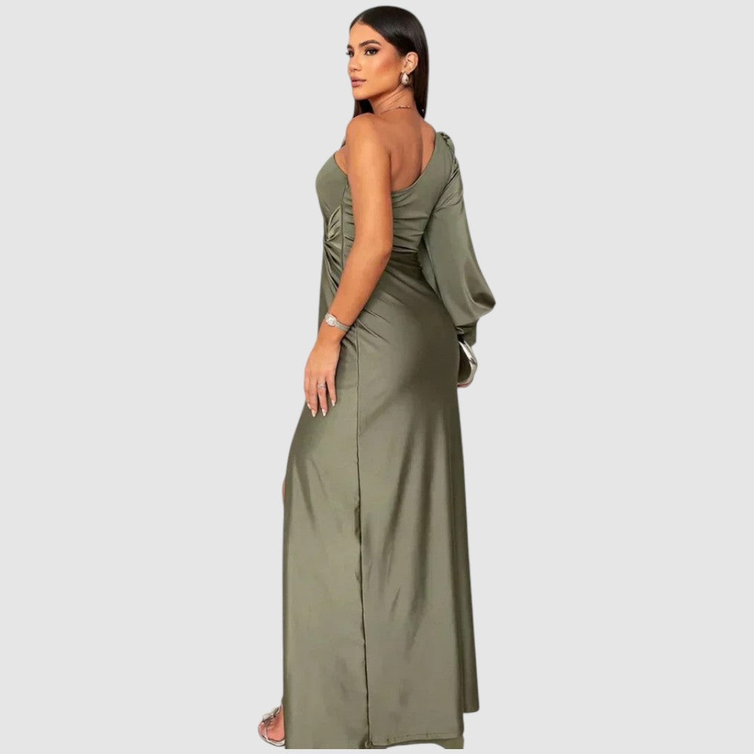 Meda - Elegante vestido maxi de un solo hombro Mujer