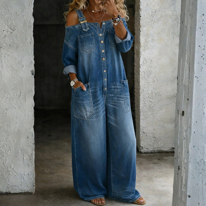 Amélie - Mono de Jean con Hombros Descubiertos | Total Look Vaquero