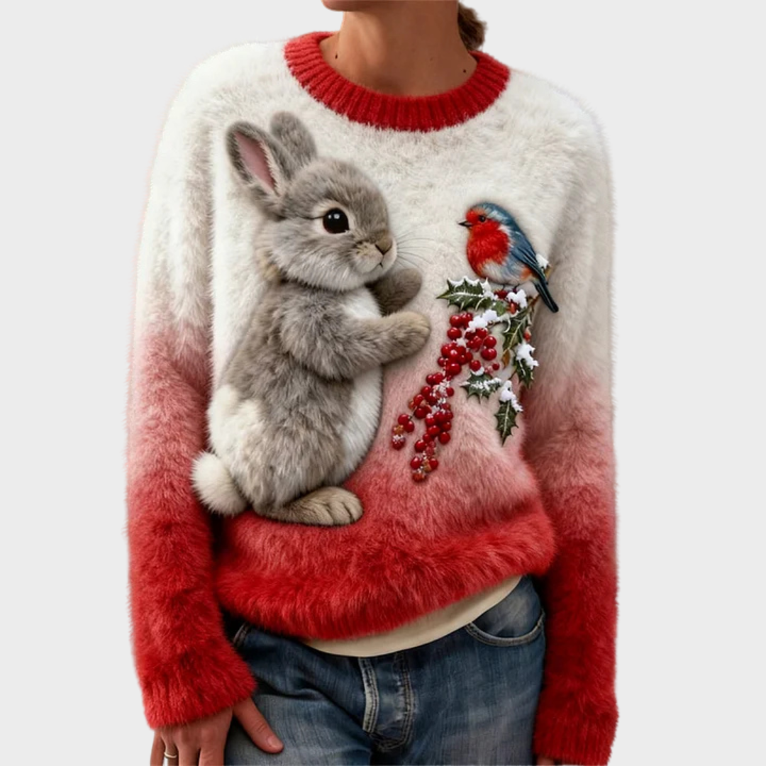 Lucy – Jersey de pelo suave con conejo navideño – imagen 2