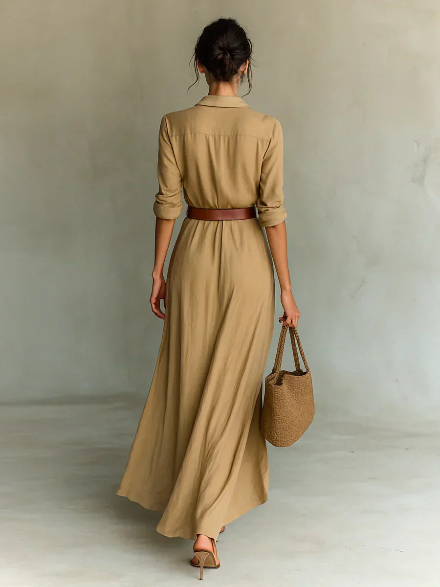 Camille | Maxi vestido – Con solapas y cinturones