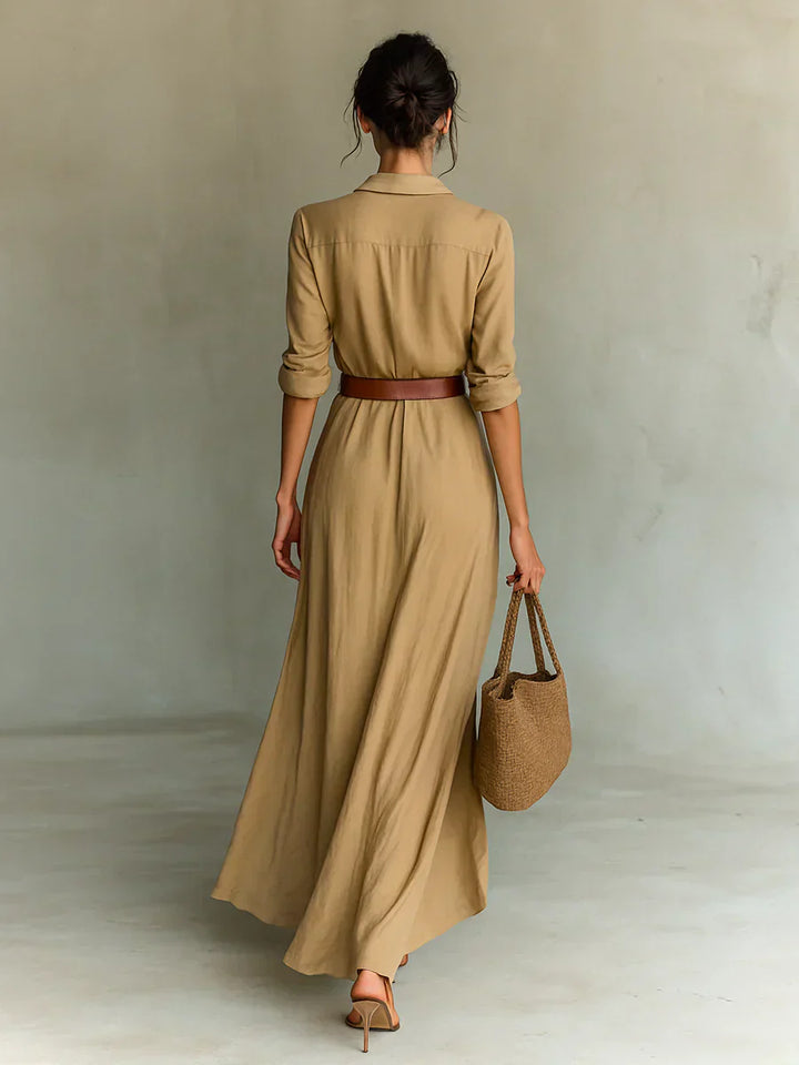 Camille | Maxi vestido – Con solapas y cinturones