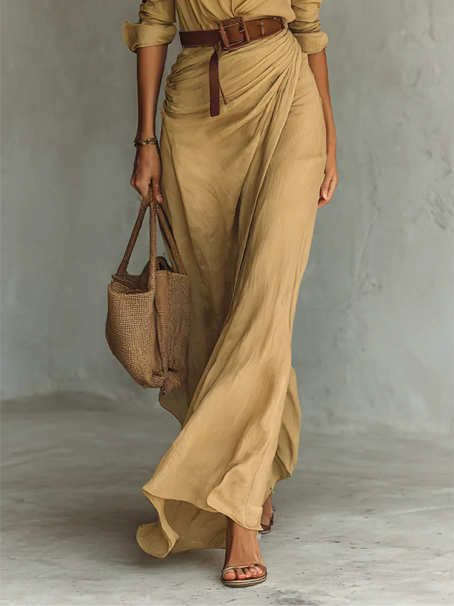Camille | Maxi vestido – Con solapas y cinturones
