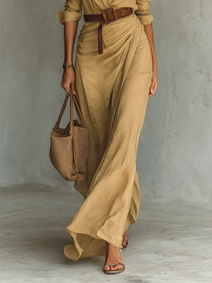 Camille | Maxi vestido – Con solapas y cinturones