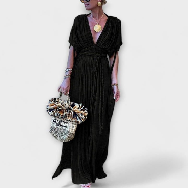 Bruna - Vestido maxi kimono de estilo griego