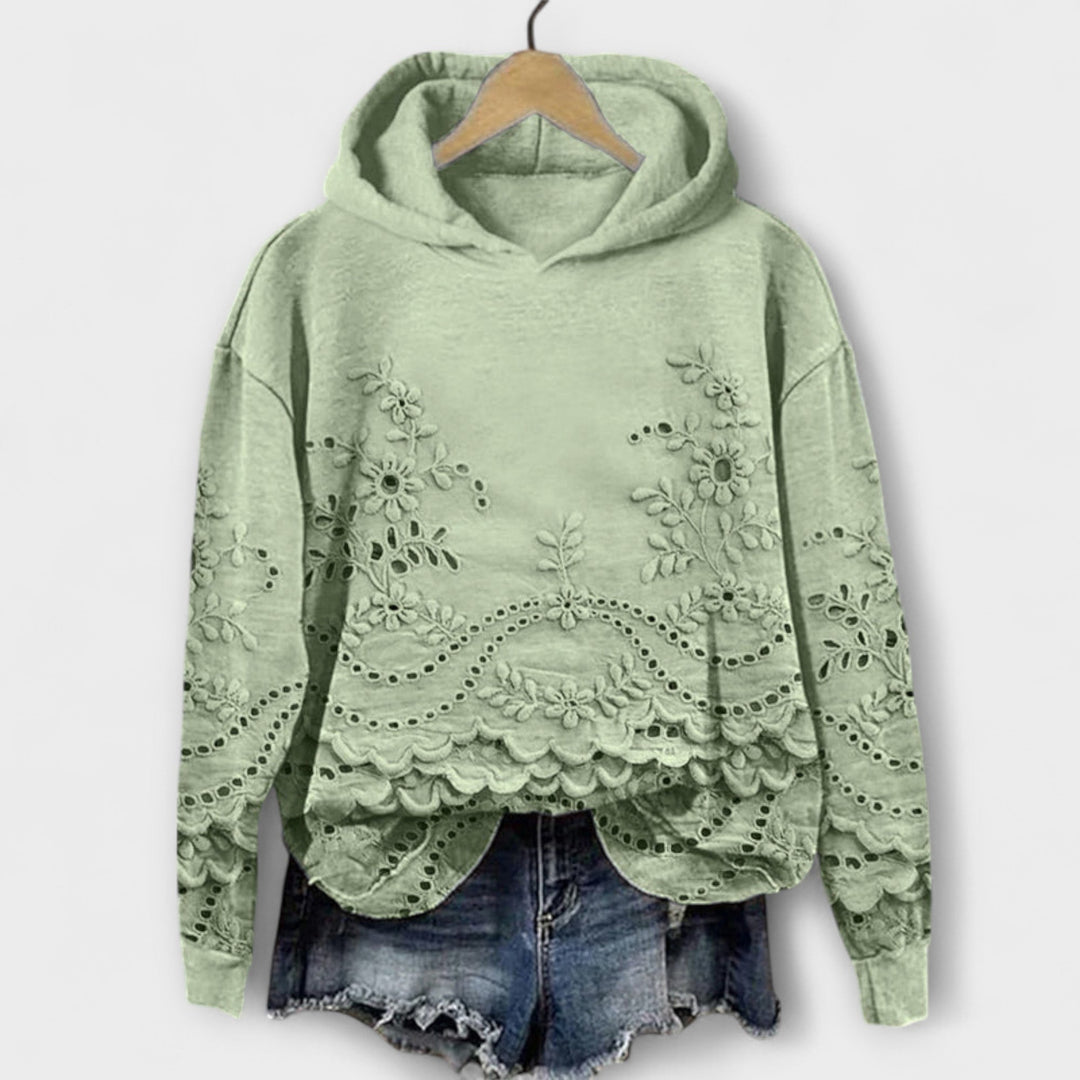 Grace - Sudadera Vintage Lila con Estampado Floral