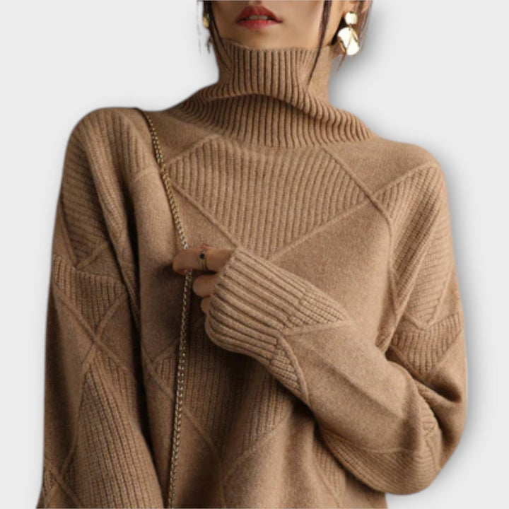 Melanie - Suéter de cuello alto amarillo y cómodo