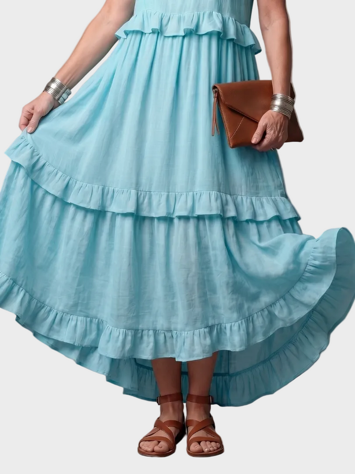 Katia - Vestido Maxi con Halter y Volantes Mujer