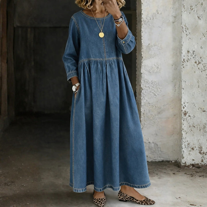 Océane - Vestido de Denim con Cuello Peter Pan | Efecto Silueta