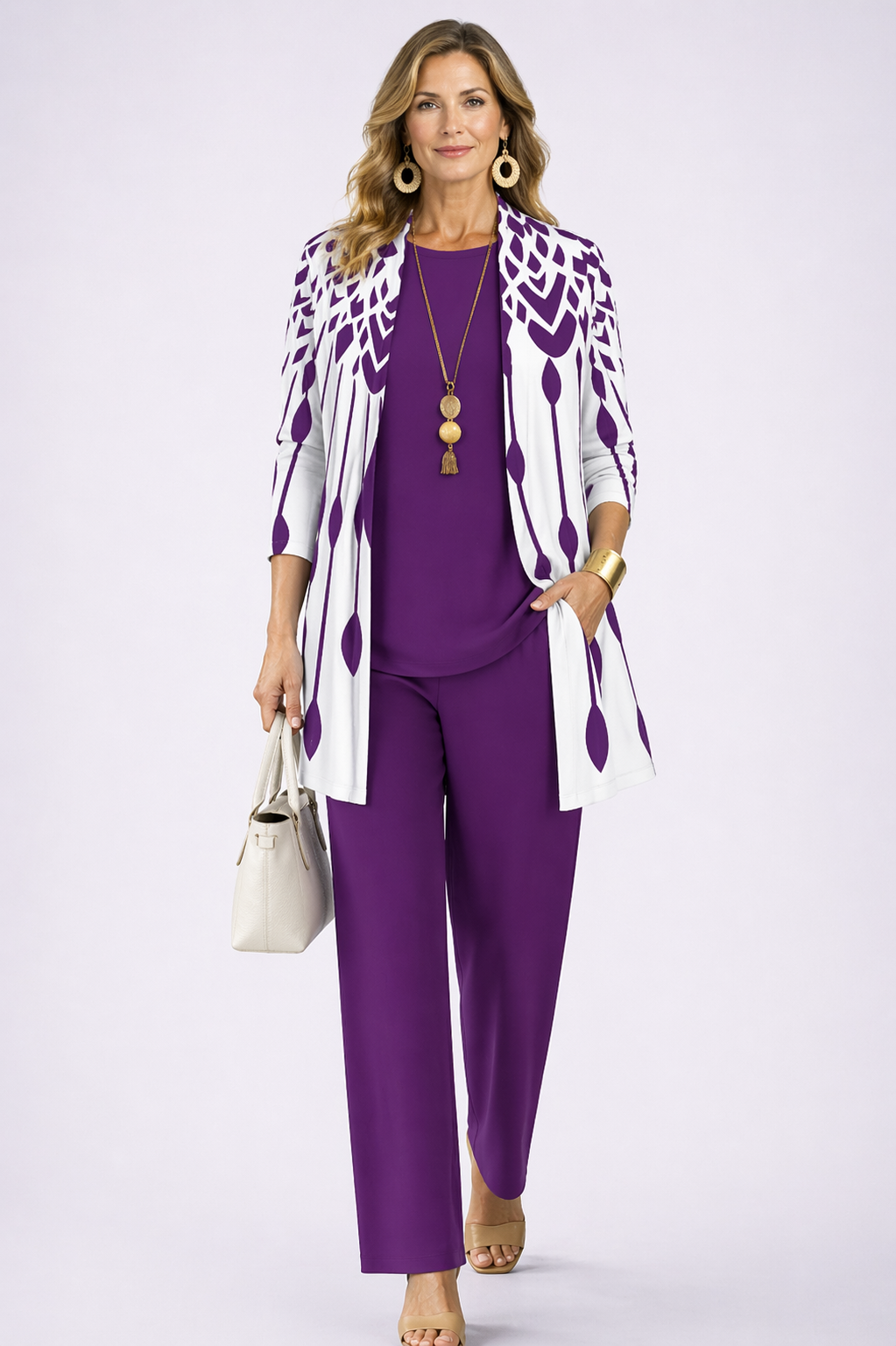 Paula | Conjunto elegante de 3 piezas – Violeta