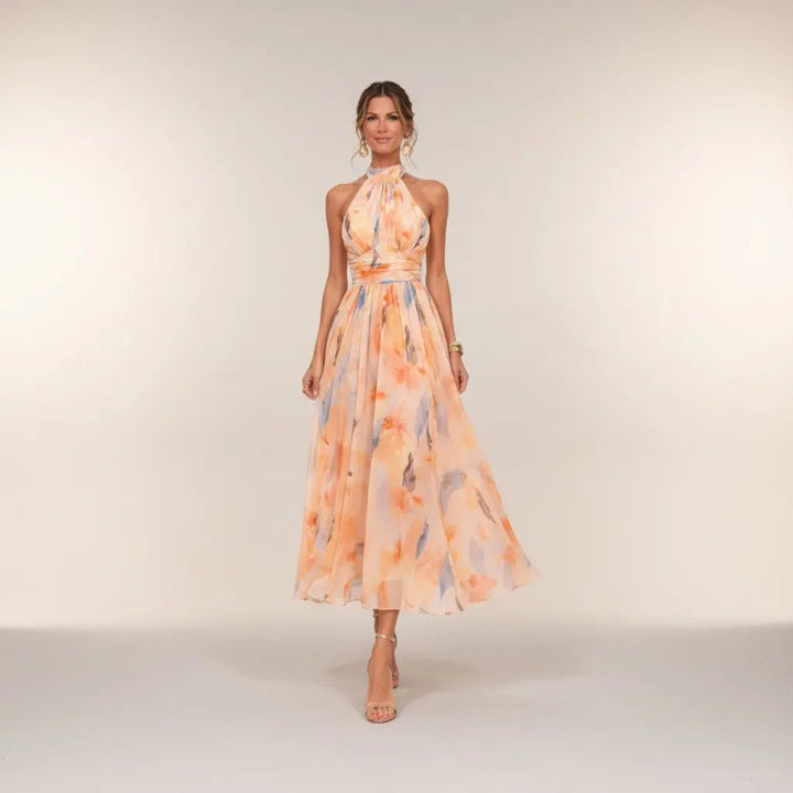Esther - Vestido Halter con Estampado Acuarela