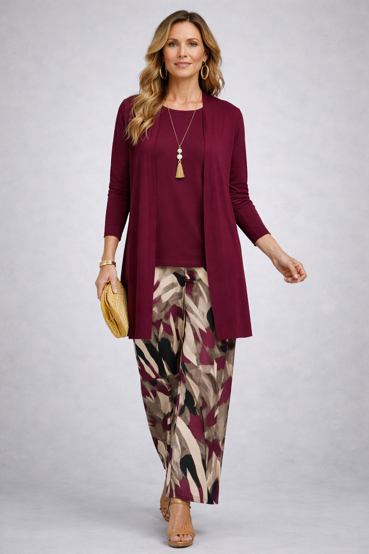 Teresa | Conjunto elegante de 3 piezas – Burdeos