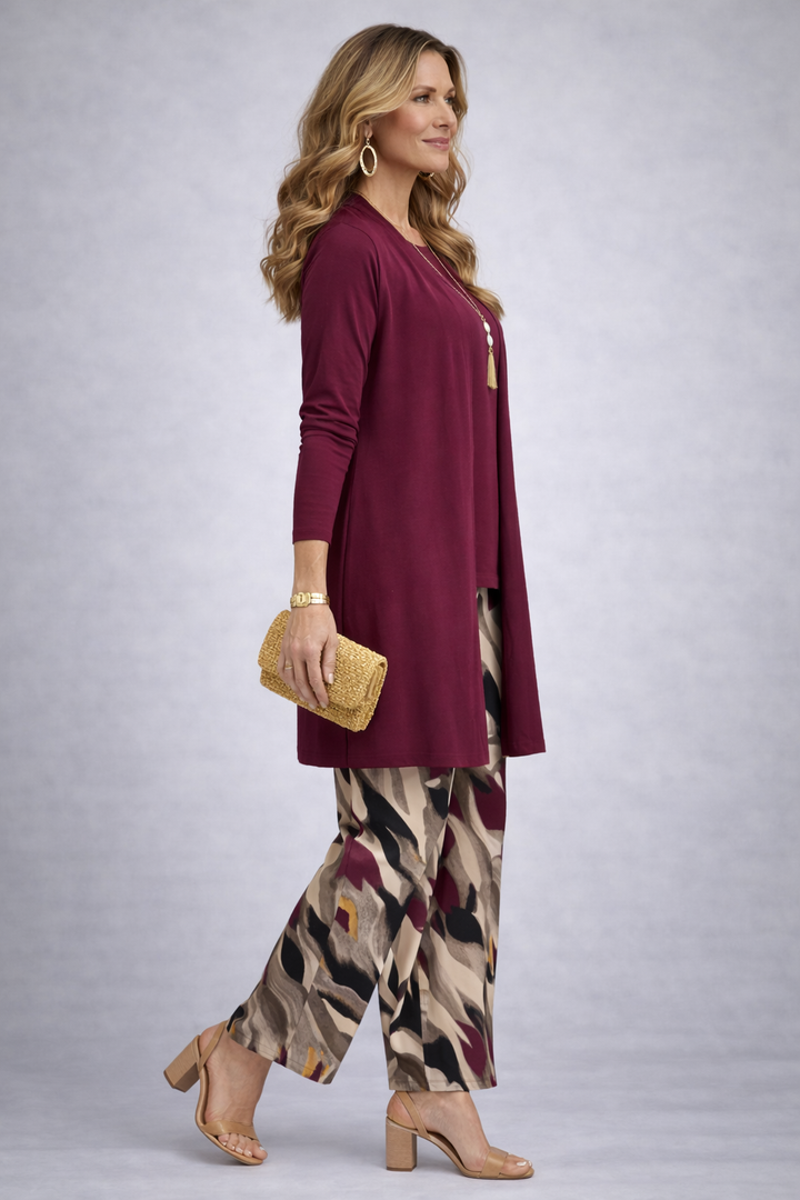 Teresa | Conjunto elegante de 3 piezas – Burdeos