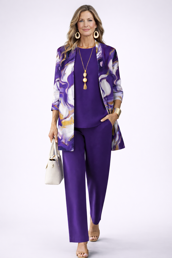 Raquel | Conjunto elegante de 3 piezas – Violeta