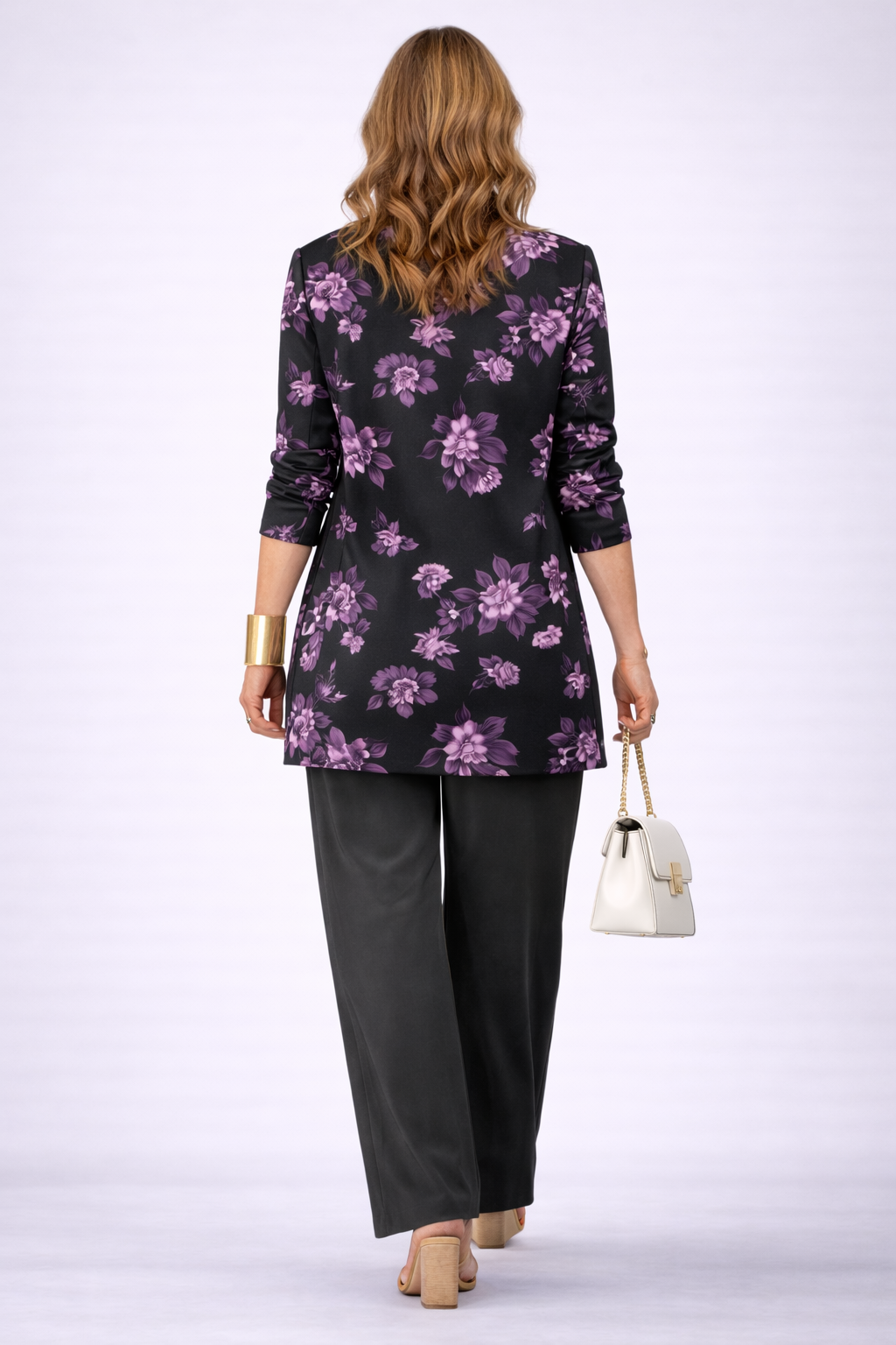 Sara | Conjunto elegante de 3 piezas – Violeta y negro