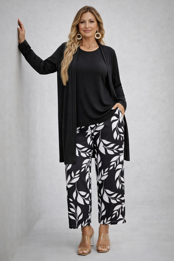 Nuria | Conjunto elegante de 3 piezas – Negro y blanco