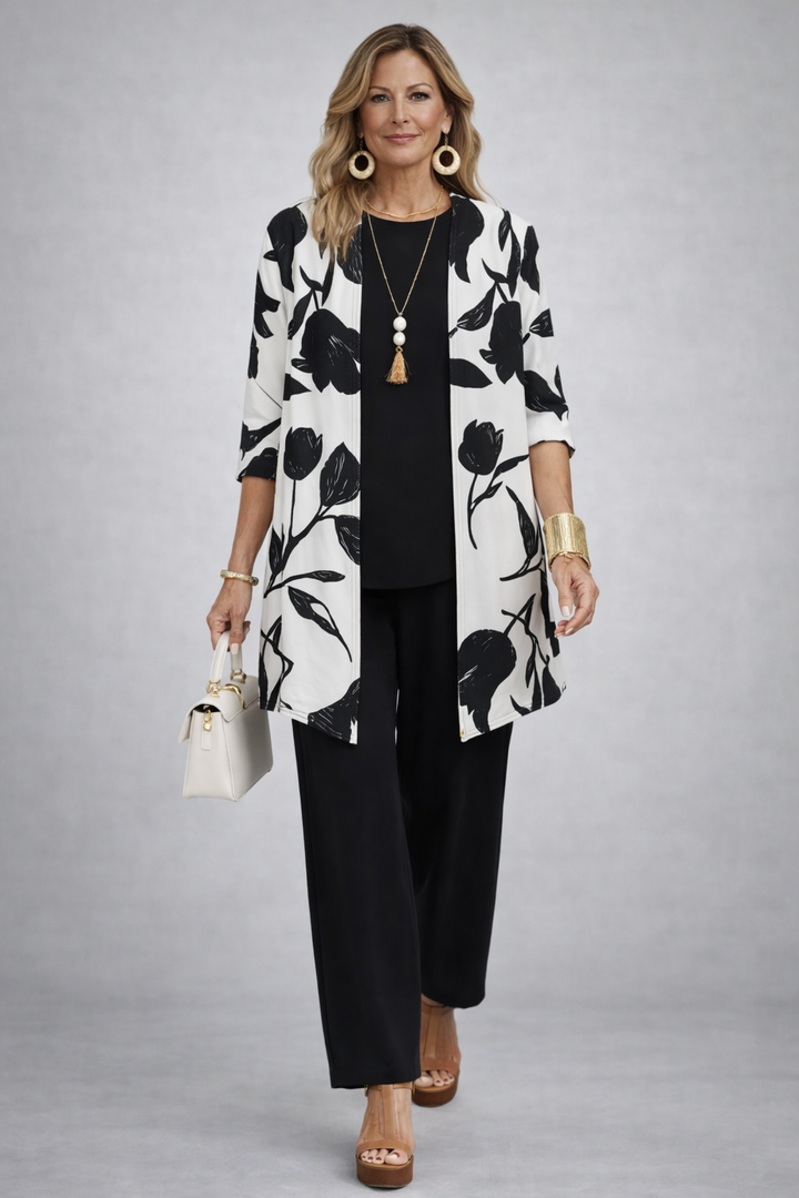 Alba | Conjunto elegante de 3 piezas – Negro y blanco