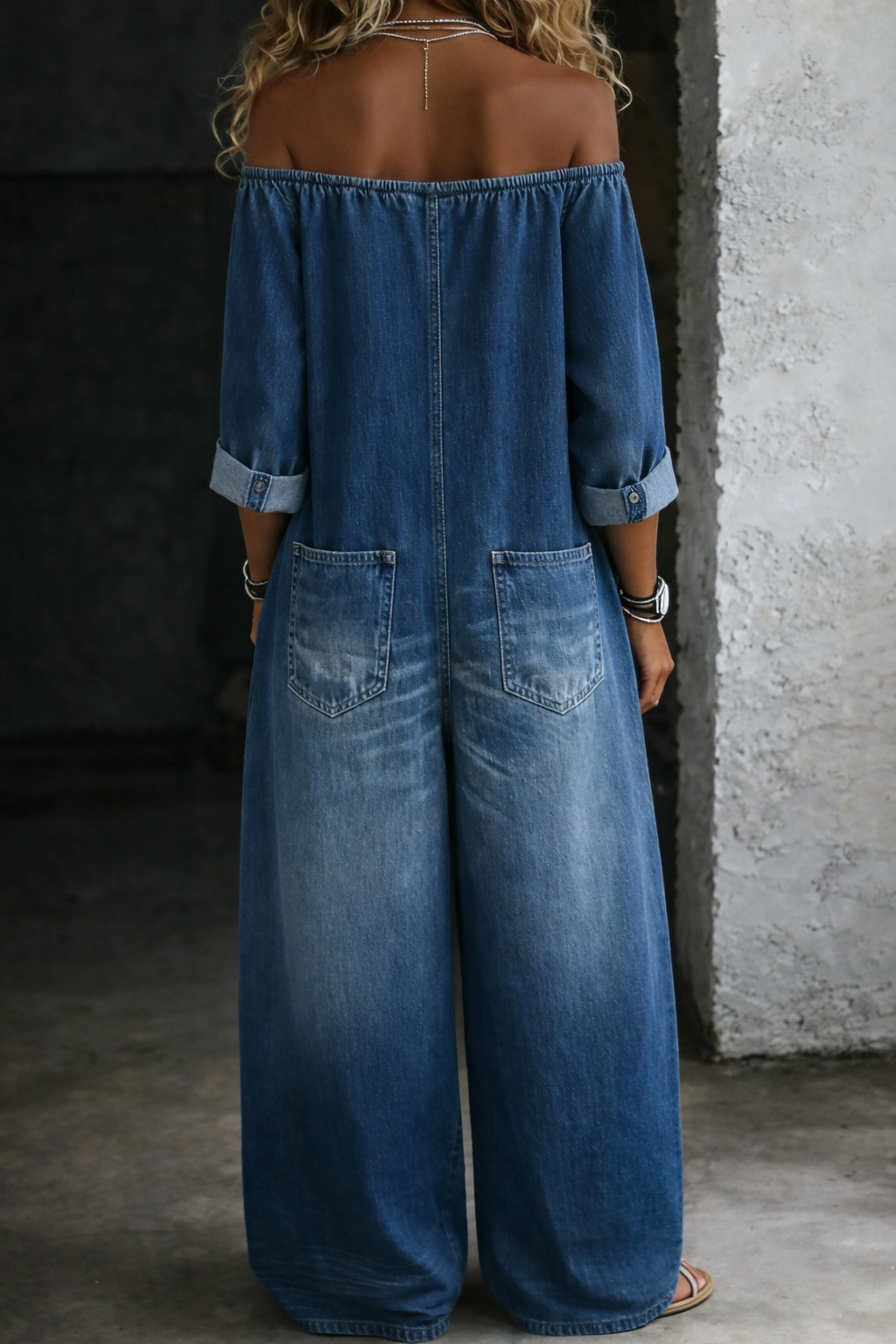 Élodie - Mono de Manga Larga con Hombros Descubiertos | Total Look Tendencia