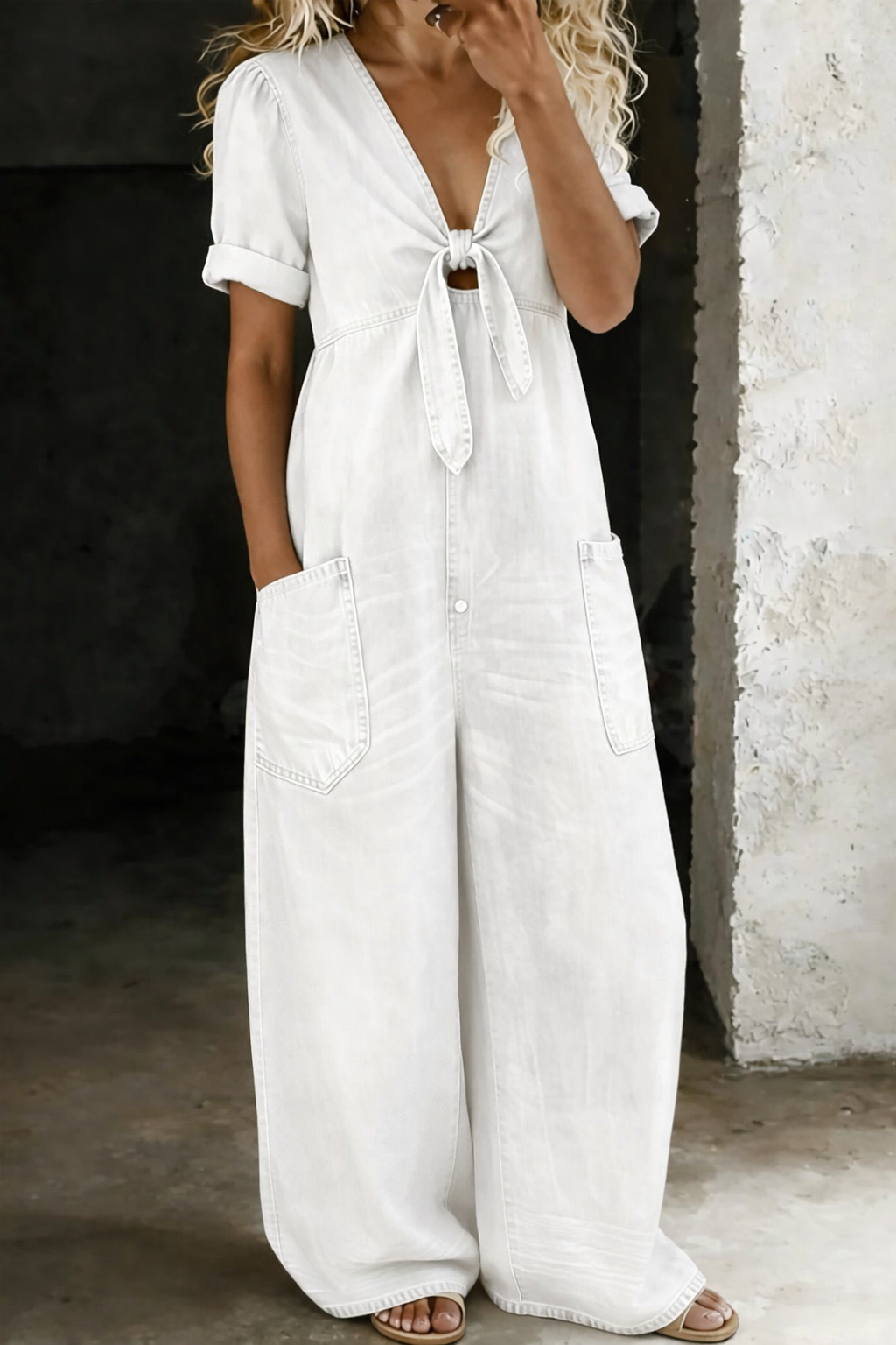 Camille - Mono de Manga Corta con Escote en V | Total Look Tendencia