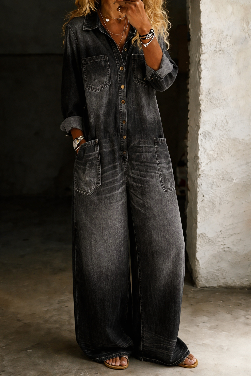 Juliette - Combinaison Descontracturada Cómoda | Total Look Vaquero