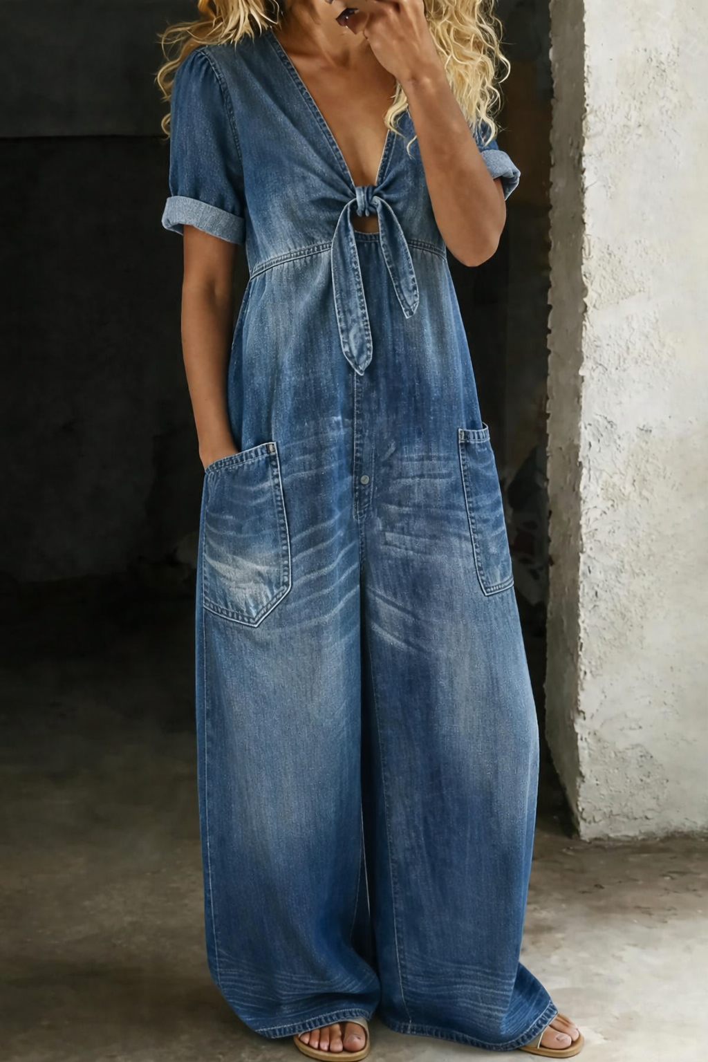Camille - Mono de Manga Corta con Escote en V | Total Look Tendencia