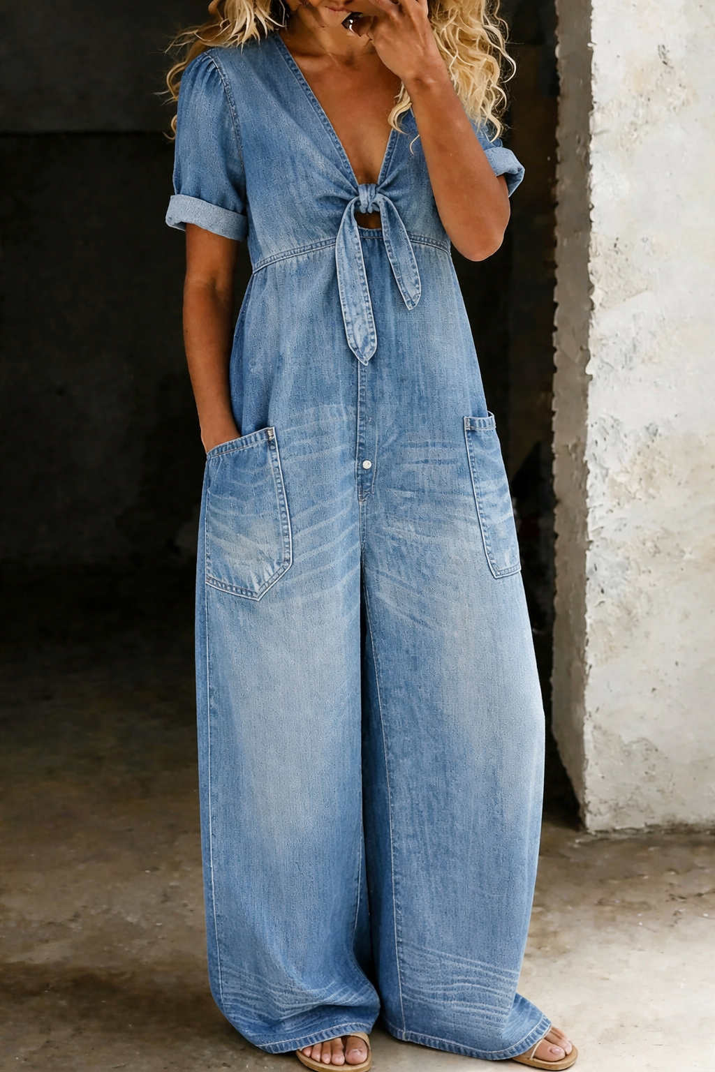 Camille - Mono de Manga Corta con Escote en V | Total Look Tendencia