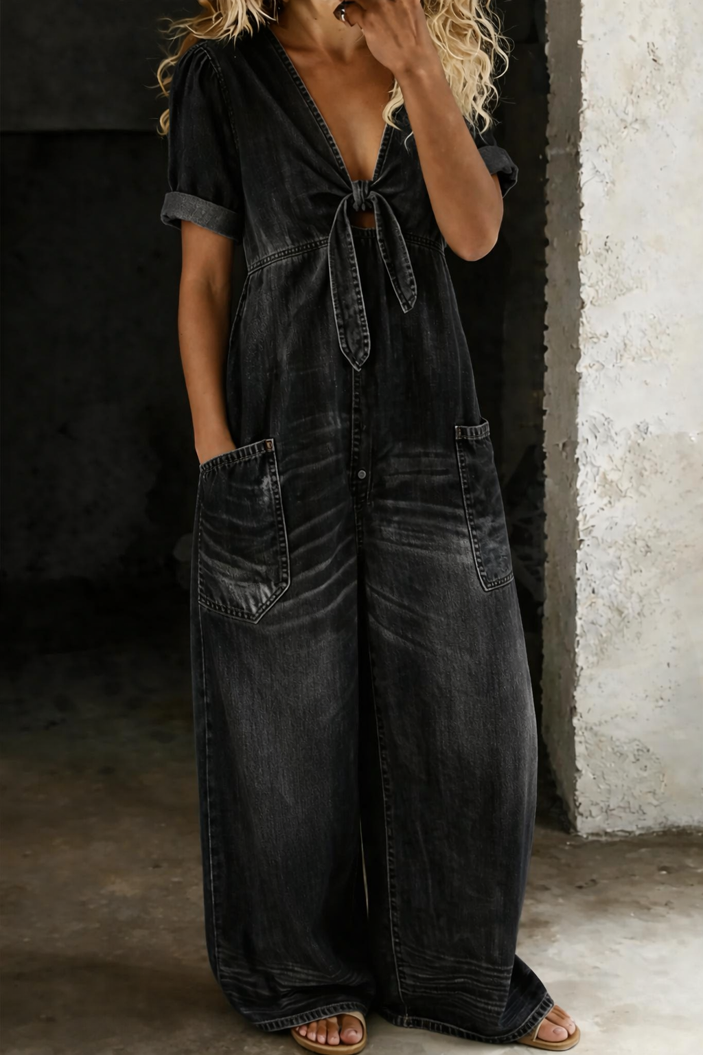 Camille - Mono de Manga Corta con Escote en V | Total Look Tendencia