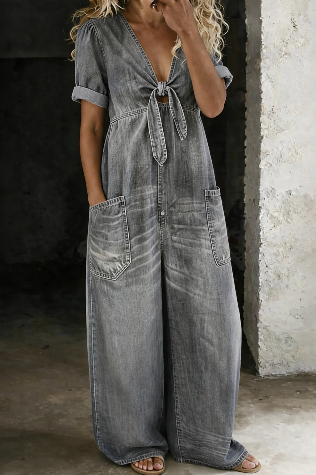 Camille - Mono de Manga Corta con Escote en V | Total Look Tendencia